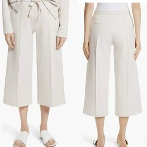VINCE Jersey Culotte Pants Sandstone Seamed Elegant Knit Stretchy Trousers S NWT
